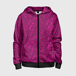 Толстовка на молнии детская Тёмный розовый текстурный хлопьями, цвет: 3D-черный