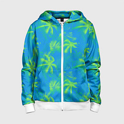 Толстовка на молнии детская Palm light green light blue, цвет: 3D-белый