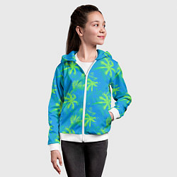 Толстовка на молнии детская Palm light green light blue, цвет: 3D-белый — фото 2