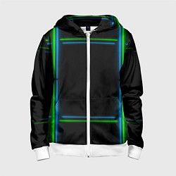Детская толстовка на молнии Neon green light blue