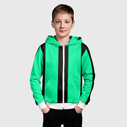 Толстовка на молнии детская Color turquoise black line, цвет: 3D-белый — фото 2