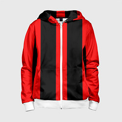 Толстовка на молнии детская Color black red lines, цвет: 3D-белый