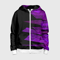 Толстовка на молнии детская Color purple black stripes, цвет: 3D-белый