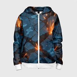 Толстовка на молнии детская Разлом камуфляжный плит, цвет: 3D-белый