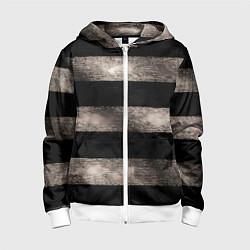 Толстовка на молнии детская Черно-белая тельняшка текстура, цвет: 3D-белый
