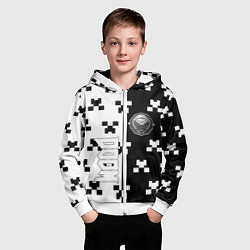 Толстовка на молнии детская Doom x minecraft pattern, цвет: 3D-белый — фото 2
