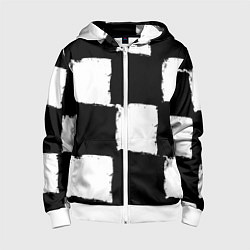 Детская толстовка на молнии Черные квадраты в виде шахматной доски