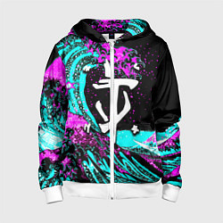 Детская толстовка на молнии Doom самураи неоновая волна