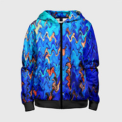 Детская толстовка на молнии Сине-голубой стекающая абстракция