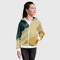 Толстовка на молнии детская Желто-зеленые абстрактные полосы, цвет: 3D-белый — фото 2