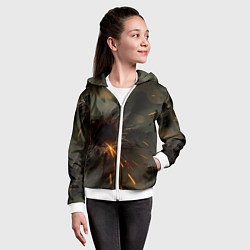 Толстовка на молнии детская Следы от пуль на камуфляже, цвет: 3D-белый — фото 2