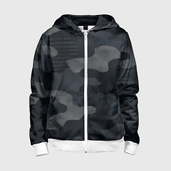 Детская толстовка на молнии Текстура - камуфляжная синяя ткань