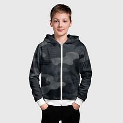 Толстовка на молнии детская Текстура - камуфляжная синяя ткань, цвет: 3D-белый — фото 2
