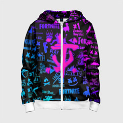 Толстовка на молнии детская Fortnite x doom neon logo, цвет: 3D-белый
