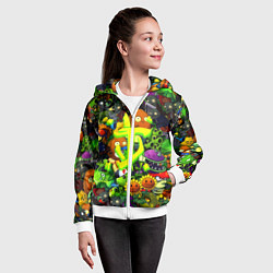 Толстовка на молнии детская Растения против зомби x Дум лого, цвет: 3D-белый — фото 2