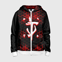 Толстовка на молнии детская Doom огненная броня лого, цвет: 3D-белый