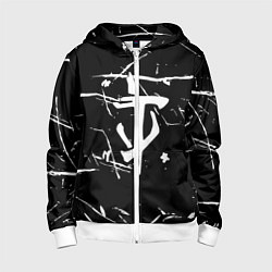 Толстовка на молнии детская Doom logo штрихи, цвет: 3D-белый