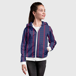 Толстовка на молнии детская Color blue cage pink stripes, цвет: 3D-белый — фото 2