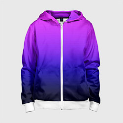 Толстовка на молнии детская Омбре синий градиент Future Dusk, цвет: 3D-белый