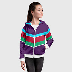 Толстовка на молнии детская Фиолетовый с полосами, цвет: 3D-белый — фото 2