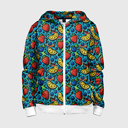 Детская толстовка на молнии Летний вайб - фрукты и ягоды паттерн