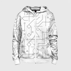 Детская толстовка на молнии Техно-Геометрия на белое