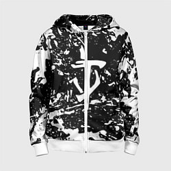 Толстовка на молнии детская Doom краски белые штрихи, цвет: 3D-белый