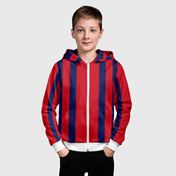 Толстовка на молнии детская Color black red stripes, цвет: 3D-белый — фото 2