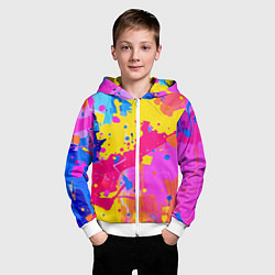 Толстовка на молнии детская Яркие пятна акриловой краски на стене, цвет: 3D-белый — фото 2
