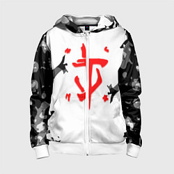 Толстовка на молнии детская Doom лого камуфляж текстура, цвет: 3D-белый