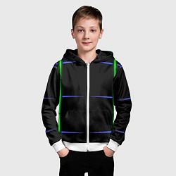 Толстовка на молнии детская Color black green purple stripes, цвет: 3D-белый — фото 2