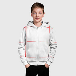 Толстовка на молнии детская Color white red stripes, цвет: 3D-белый — фото 2