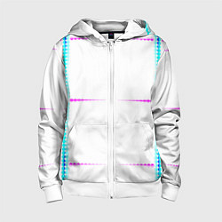 Толстовка на молнии детская Color white blue pink stripes, цвет: 3D-белый