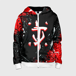 Толстовка на молнии детская Doom краски абстракция, цвет: 3D-белый