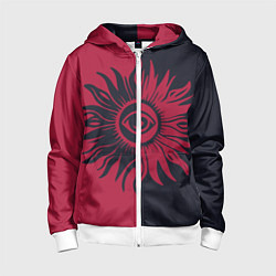 Толстовка на молнии детская Солнце красно-синее, цвет: 3D-белый
