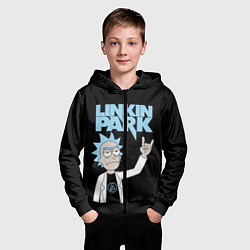 Толстовка на молнии детская Linkin Park и Рик Санчес из Рик и Морти, цвет: 3D-черный — фото 2