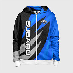 Толстовка на молнии детская Subaru - синий, цвет: 3D-белый