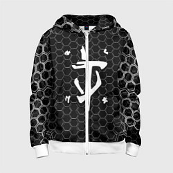 Толстовка на молнии детская Doom соты текстура, цвет: 3D-белый