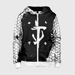 Толстовка на молнии детская Doom соты краски, цвет: 3D-белый