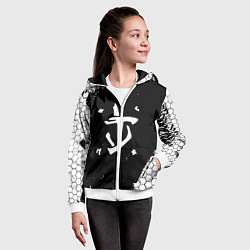 Толстовка на молнии детская Doom соты краски, цвет: 3D-белый — фото 2