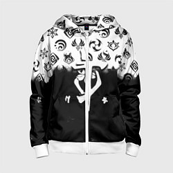 Толстовка на молнии детская Doom черно белые аниме, цвет: 3D-белый