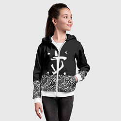 Толстовка на молнии детская Doom геометрия линии, цвет: 3D-белый — фото 2