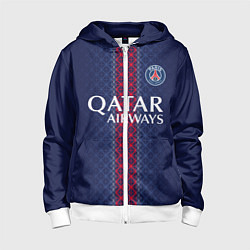 Толстовка на молнии детская ПСЖ домашняя форма 25 26, цвет: 3D-белый