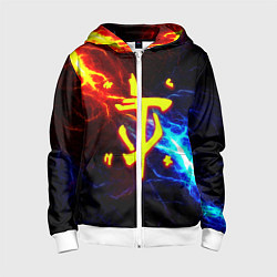 Толстовка на молнии детская Doom шторм с молниями, цвет: 3D-белый