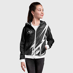 Толстовка на молнии детская Subaru - монохромный черный, цвет: 3D-белый — фото 2