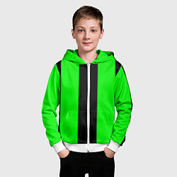 Толстовка на молнии детская Color black green, цвет: 3D-белый — фото 2