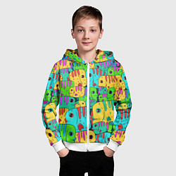 Толстовка на молнии детская Яркие тропические рыбки паттер, цвет: 3D-белый — фото 2