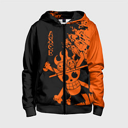Толстовка на молнии детская One Piece - Ace, цвет: 3D-черный