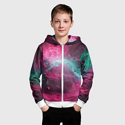 Толстовка на молнии детская Космическая абстракция с геометрическими фигурами, цвет: 3D-белый — фото 2