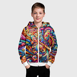 Толстовка на молнии детская Красочный абстрактный паттерн - нейроарт, цвет: 3D-белый — фото 2
